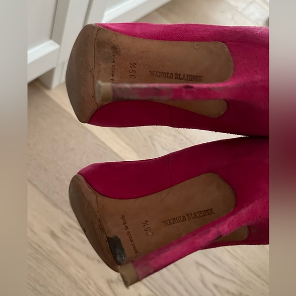 Manolo Blahnik BB 100mm Fuschia Hot Pink Pumps sz 35.5 - Picture 5 of 5